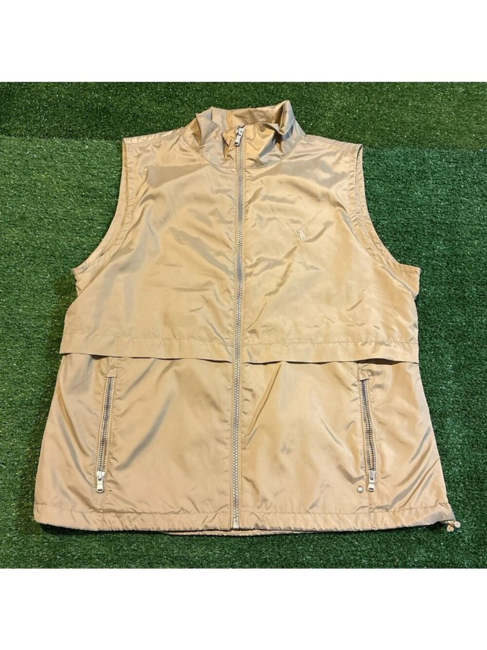 Ralph Lauren polo vest womens medium tan gold golf lighweight breathable vented